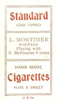 1909-10 Sniders & Abrahams Australian Footballers (Series E) #NNO Len Mortimer Back